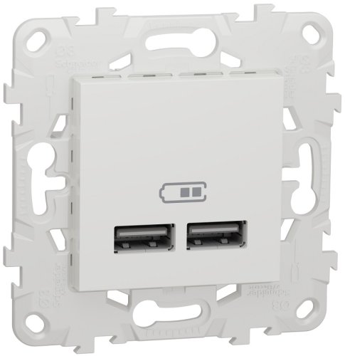 Розетка USB тип A+A без рамки Schneider Electric Unica New 2-м. 2100мА белый фото Розетка USB тип A+A без рамки Schneider Electric Unica New 2-м. 2100мА белый картинка